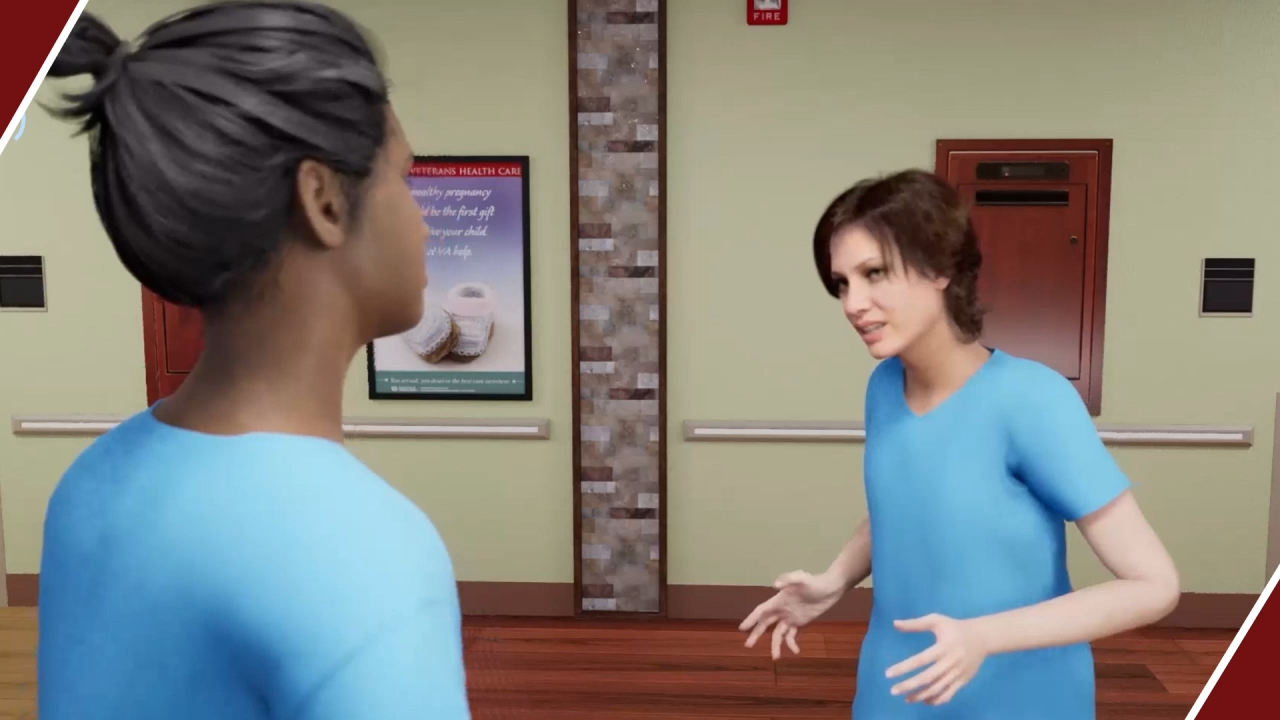 Screenshot of the Charge Nurse simulation displaying a hospital unit management interface with patient assignments and staff coordination tools